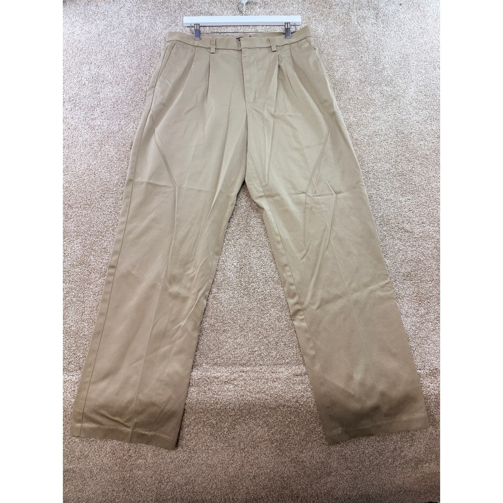 Dockers D4 Relaxed Fit Pleated Chinos Mens 34x34 Khaki Tan Twill Pants